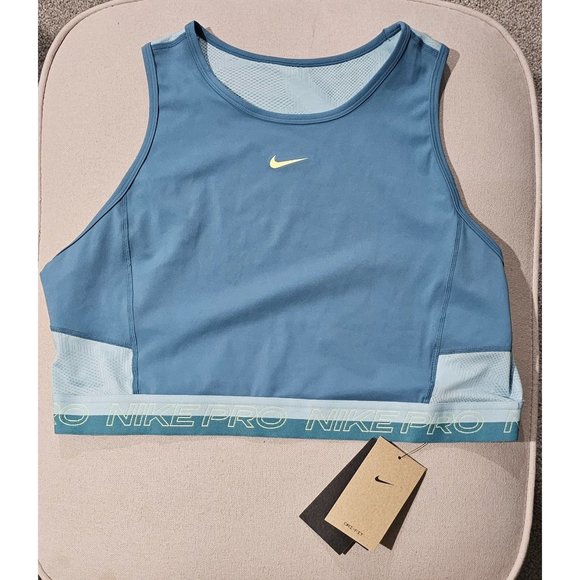 NWT Nike Pro Dri-FIT Women's Cropped Training Tank‎ Noise Aqua XL - Picture 1 of 2